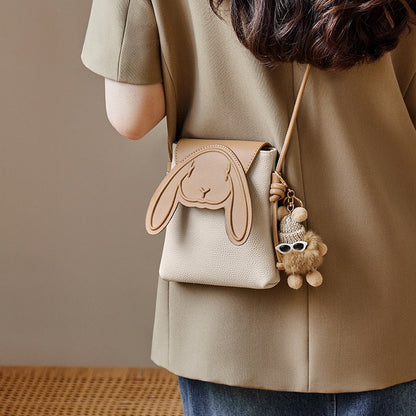 Konijn Echt Leer Mini Crossbody Telefoontasje