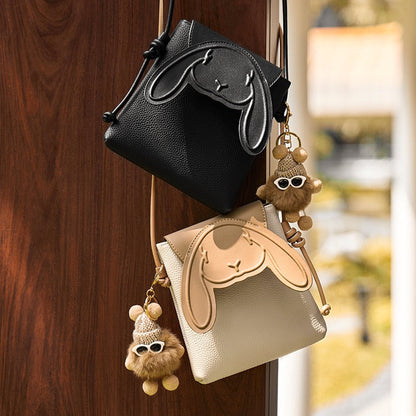 Konijn Echt Leer Mini Crossbody Telefoontasje
