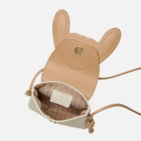 Konijn Echt Leer Mini Crossbody Telefoontasje