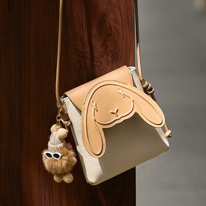 Konijn Echt Leer Mini Crossbody Telefoontasje