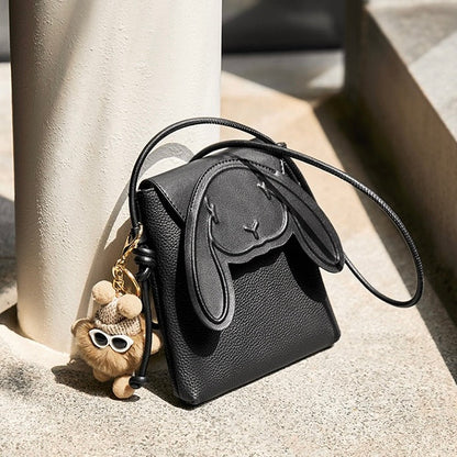 Konijn Echt Leer Mini Crossbody Telefoontasje
