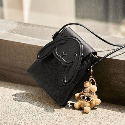 Konijn Echt Leer Mini Crossbody Telefoontasje