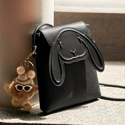 Konijn Echt Leer Mini Crossbody Telefoontasje