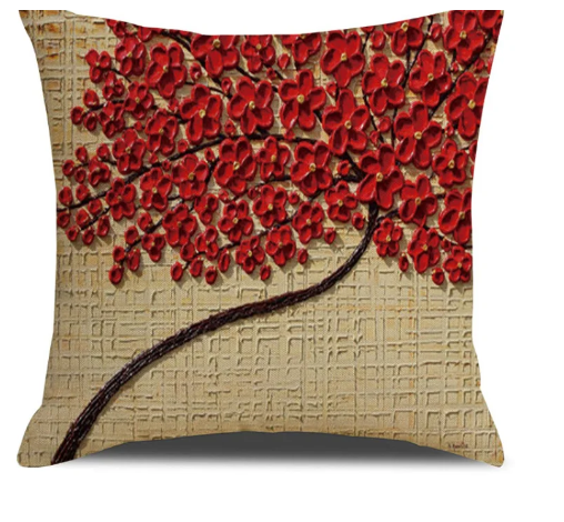Barneys New York | Bloemenboom olieverfschilderij kunst kussensloop