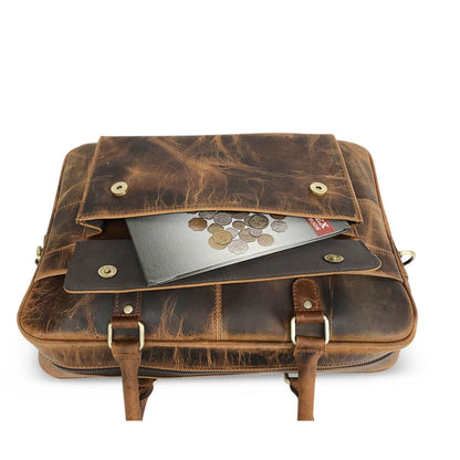 Jäger Brown Leather Laptop Bag