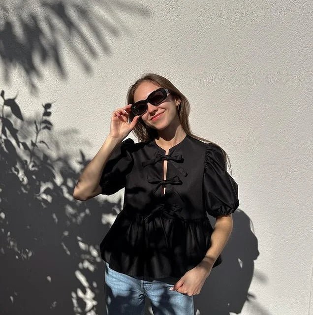 Rose | Trendy blouse met luipaardprint en pofmouwen
