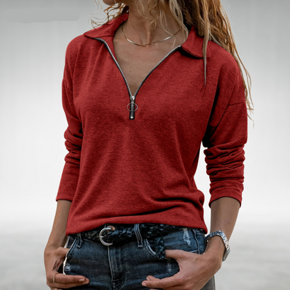 Nadine | Damespullover met halflange rits