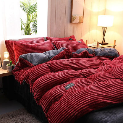 Luxe dekbedovertrek van koraalfluweel