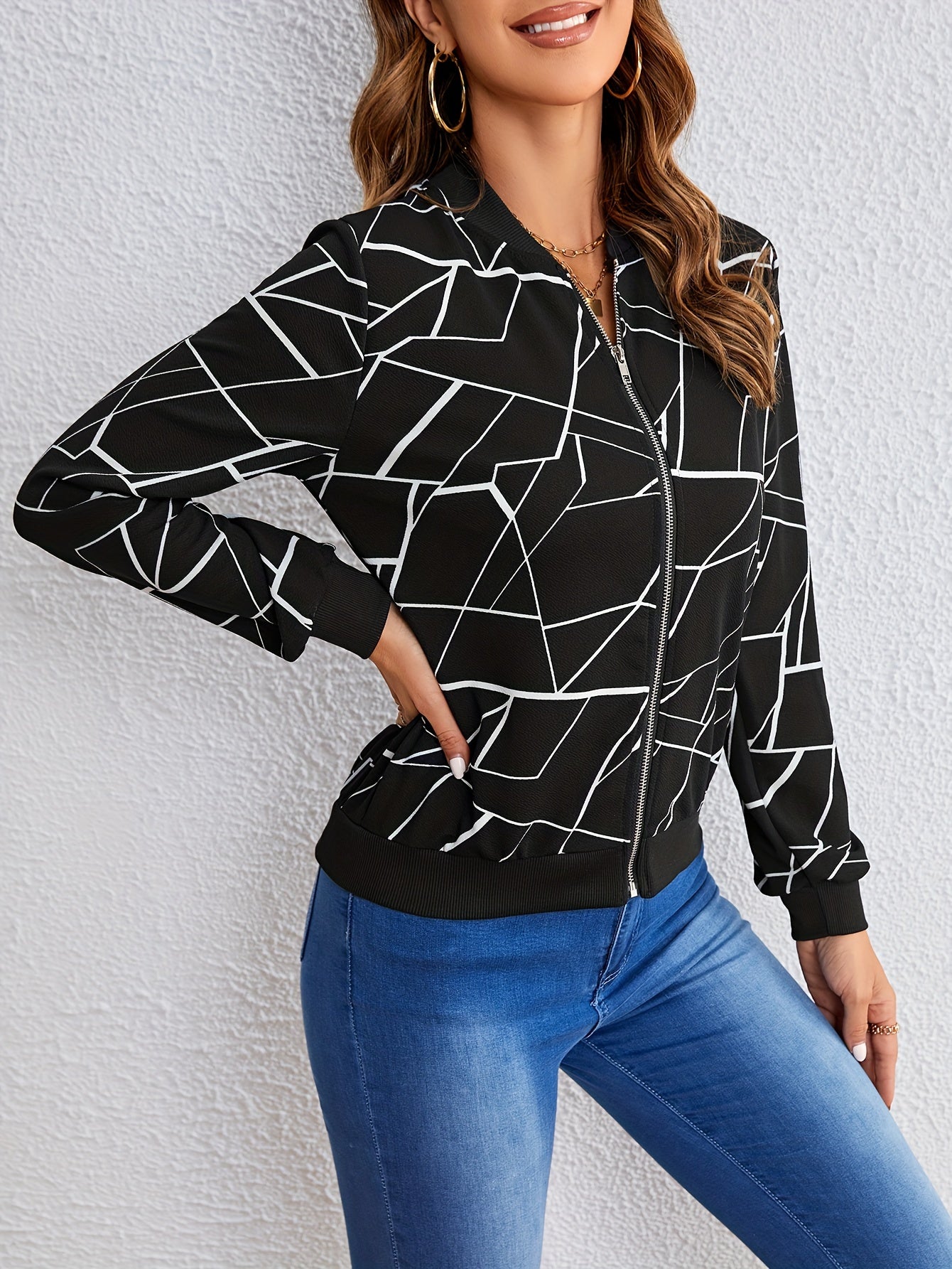 MILA™ | Jas met artistiek patroon en ritssluiting