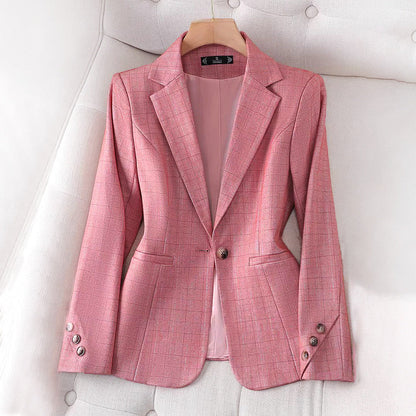 Mira roze geruite blazer