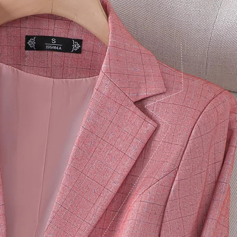 Mira roze geruite blazer