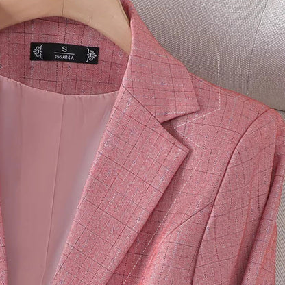 Mira roze geruite blazer
