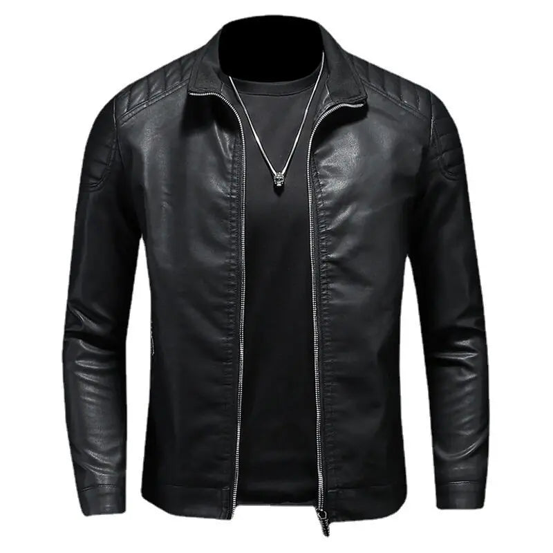 Storm™ Edge – Blauwe PU-leren jas met moderne schouderdetails