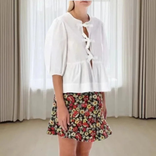 Rose | Trendy blouse met luipaardprint en pofmouwen