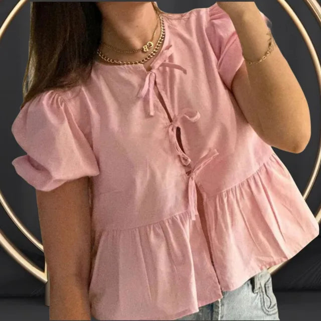 Rose | Trendy blouse met luipaardprint en pofmouwen