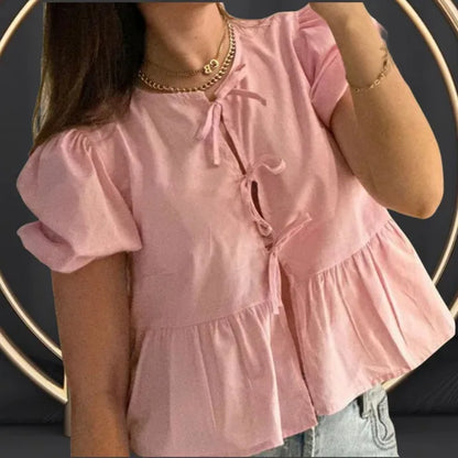 Rose | Trendy blouse met luipaardprint en pofmouwen