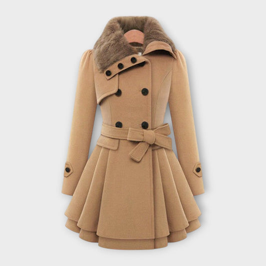 Emma – Elegant coat with faux fur collar