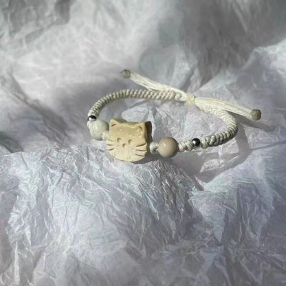 Gevlochten armband met cartoonkat