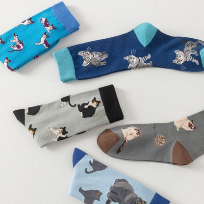 Vintage Sokken Met Kattenprint