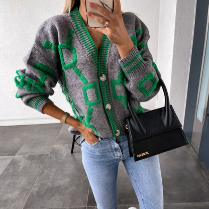 V-hals vest in casual kleurcontrast