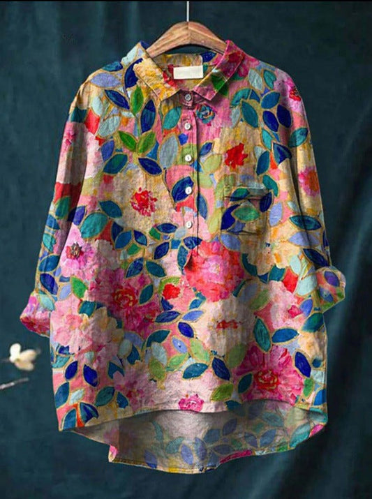 LALUNA® KLASSIEKE BLOUSE MET BLOEMENPATROON