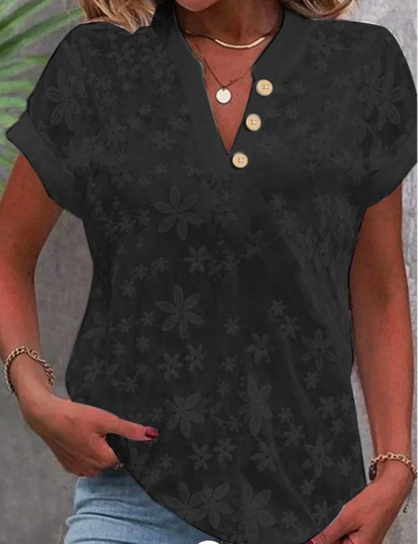 Amara Blumen V-Ausschnitt Bluse