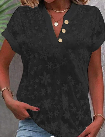Amara Blumen V-Ausschnitt Bluse