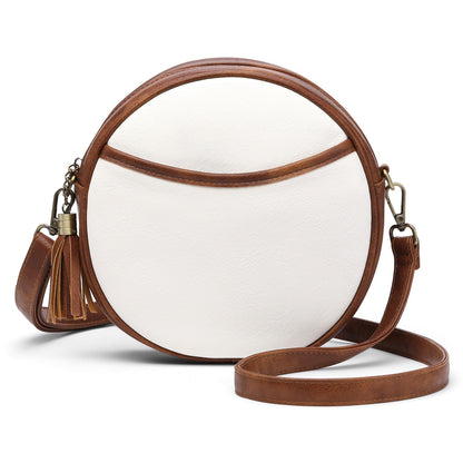 Noelia - Ronde dames schoudertas in vintage lederlook