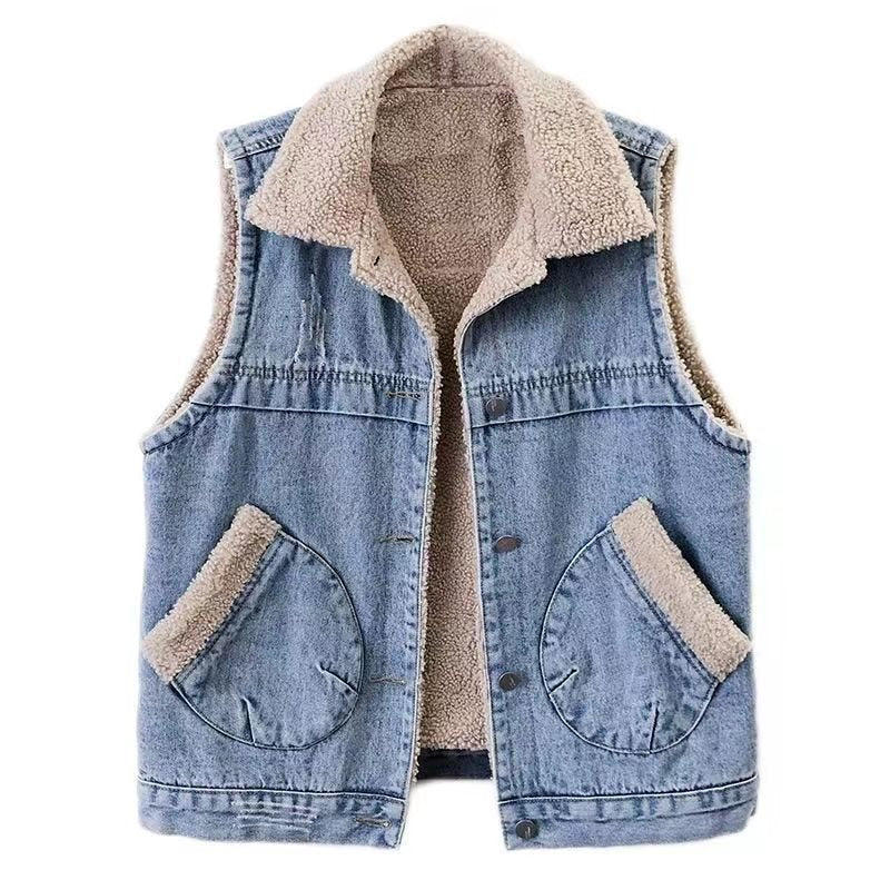 Everly denim sherpa gilet