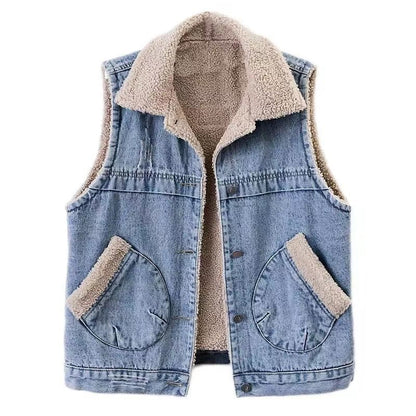Everly denim sherpa gilet