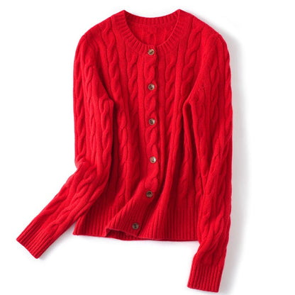 Margaux Comfort kabelgebreid vest met knopen