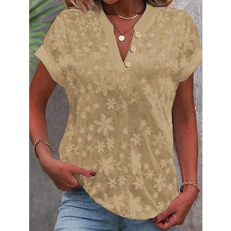 Amara Blumen V-Ausschnitt Bluse