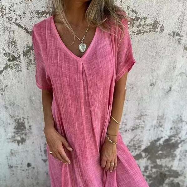 Emily™ – Loose-Fit V-Neck Summer Dress