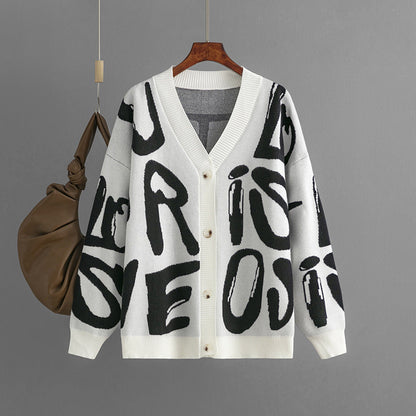 Kesha | Gebreid vest met jacquard letters