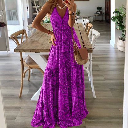 Wren - Bohemian maxi-jurk met spaghettibandjes en V-hals