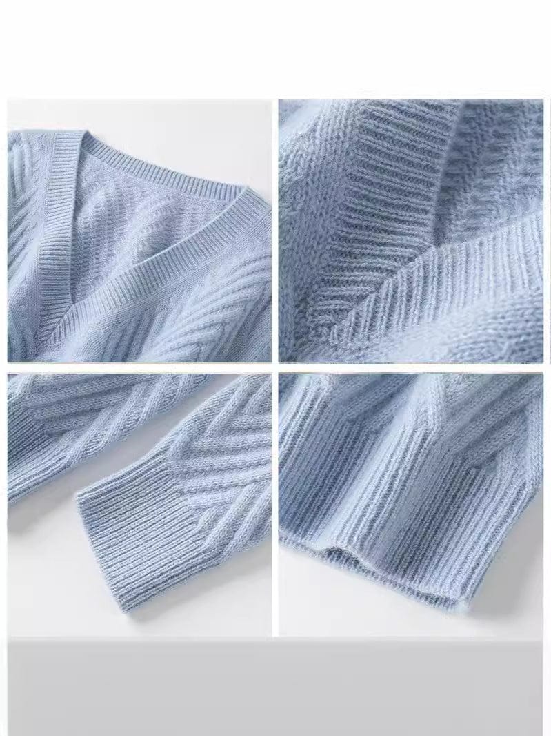 Elara Comfort sweater met V-hals en chevronpatroon