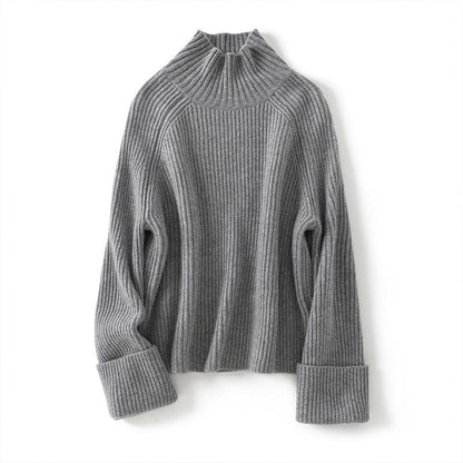 Isolde Bequemepullover mit geripptem Stehkragen