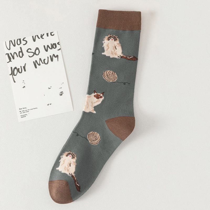 Vintage Sokken Met Kattenprint