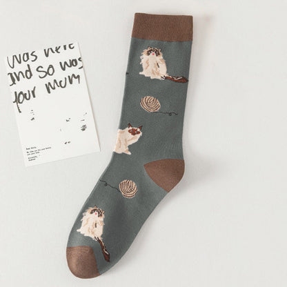Vintage Sokken Met Kattenprint