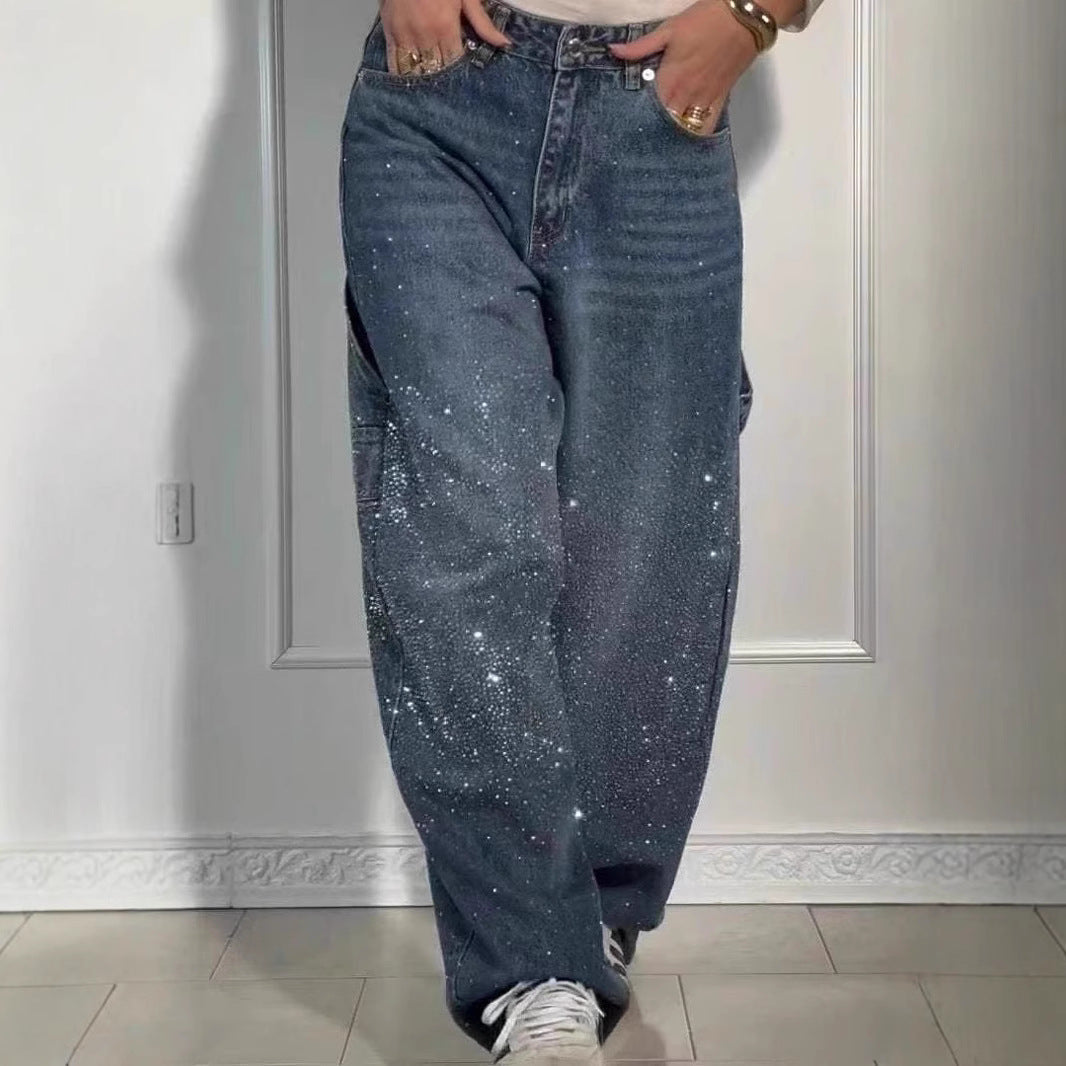 Raphaelle | Trendy starry denim cargobroek