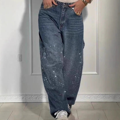 Raphaelle | Trendy starry denim cargobroek