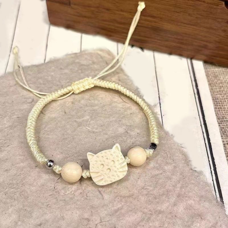 Gevlochten armband met cartoonkat