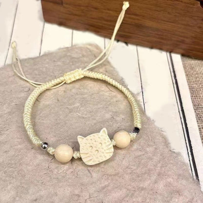 Gevlochten armband met cartoonkat