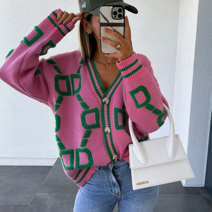 V-hals vest in casual kleurcontrast