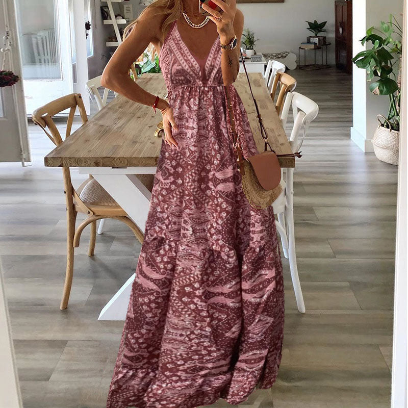 Wren - Bohemian maxi-jurk met spaghettibandjes en V-hals