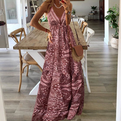 Wren - Bohemian maxi-jurk met spaghettibandjes en V-hals