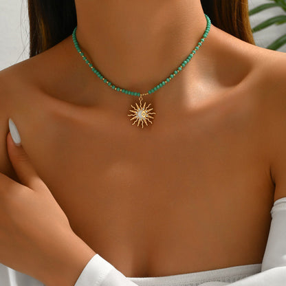 Collier Pendentif Soleil Bohème