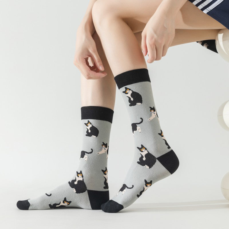 Vintage Sokken Met Kattenprint