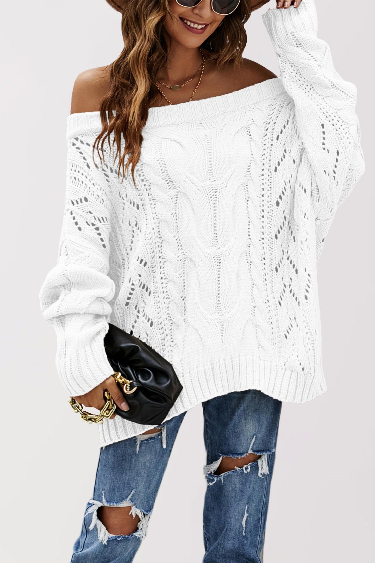 LENNY™ – Schicker Langarmpullover mit Off-Shoulder-Design