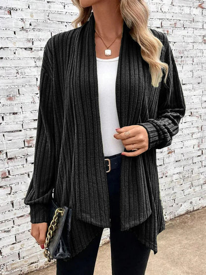 Leah™ -Ribbed Drape Cardigan